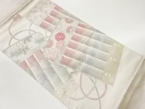 銀彩縅毛模様刺繍袋帯